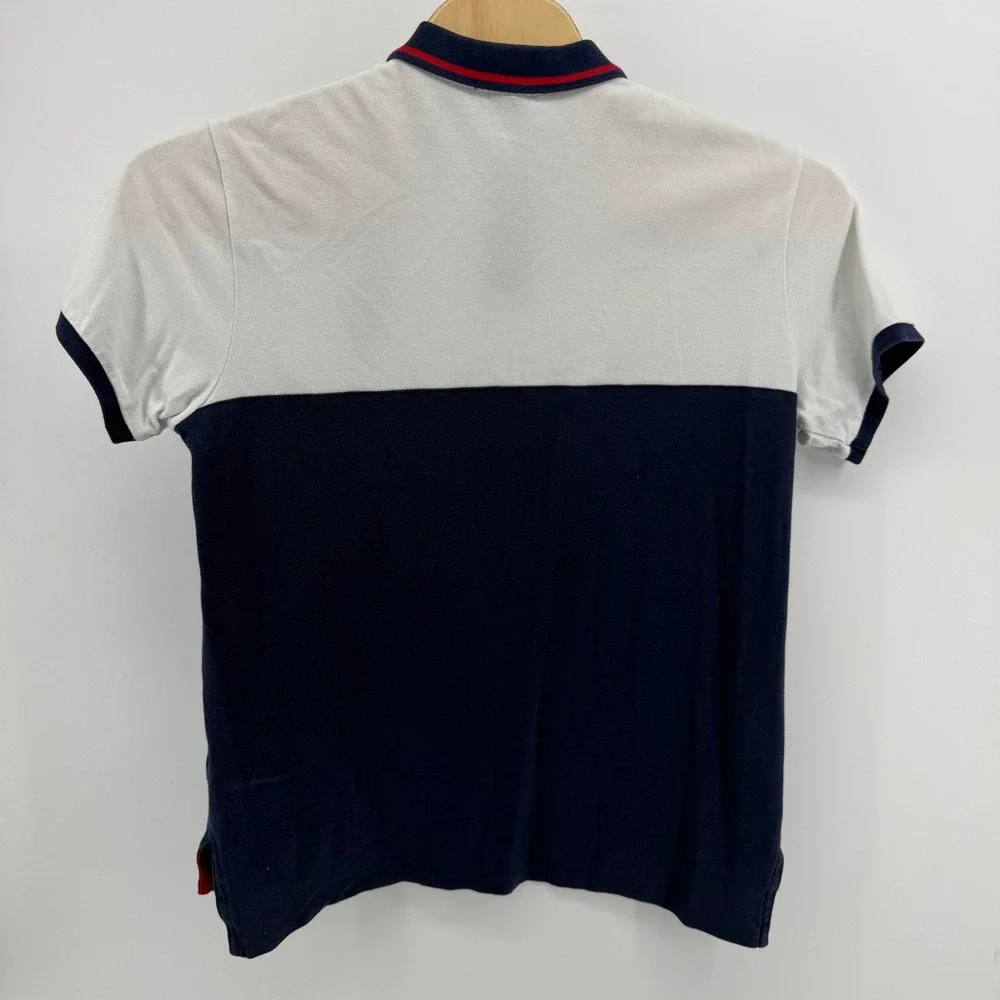 Polo Ralph Lauren Custom Fit Big Pony Polo Shirt Mens XL White Navy Colorblock
